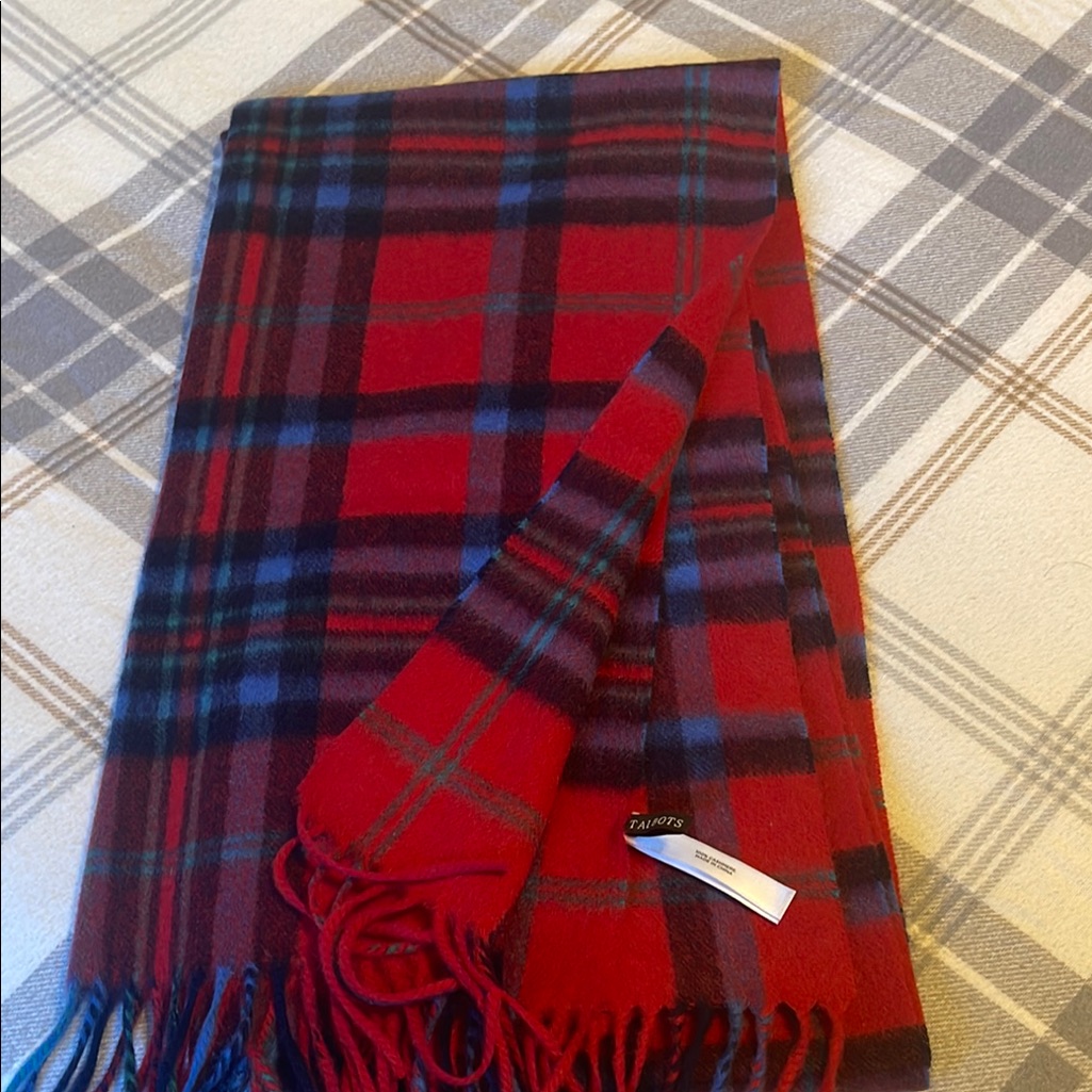 Talbots Cashmere Tartan Red Plaid Scarf
